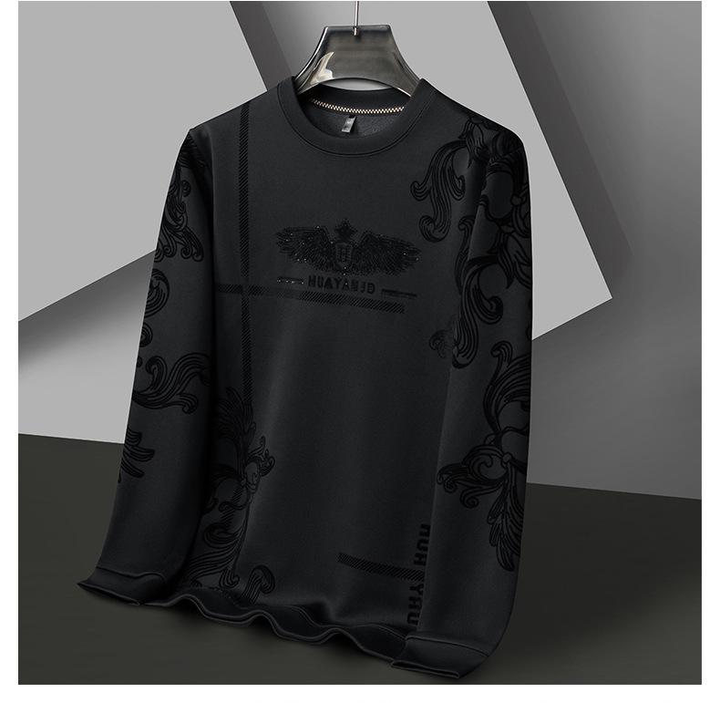 Men's fleece printed long sleeve crew neck sweatshirt