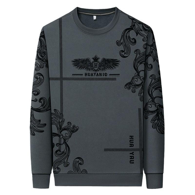 Men's fleece printed long sleeve crew neck sweatshirt