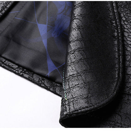 Textured leather suit jacket