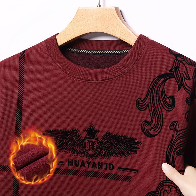 Men's fleece printed long sleeve crew neck sweatshirt