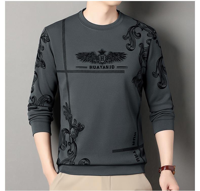Men's fleece printed long sleeve crew neck sweatshirt