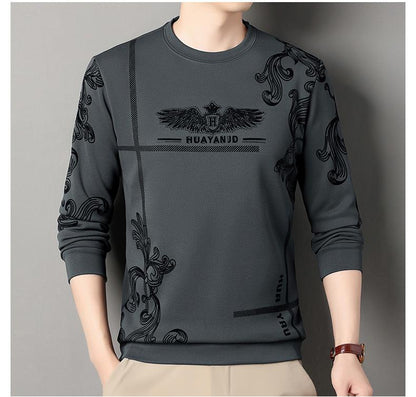 Men's fleece printed long sleeve crew neck sweatshirt