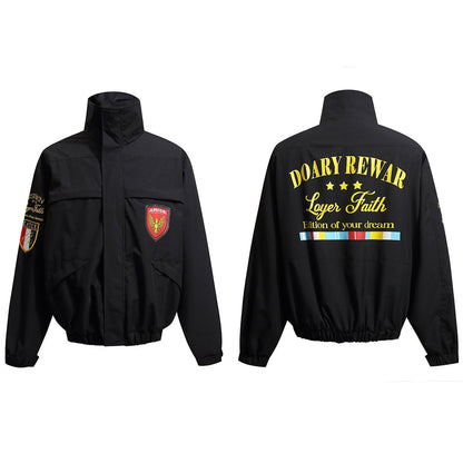 Vintage Classic Badge Bomber Jacket Coat