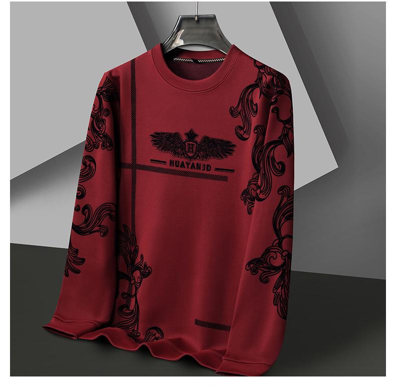Men's fleece printed long sleeve crew neck sweatshirt