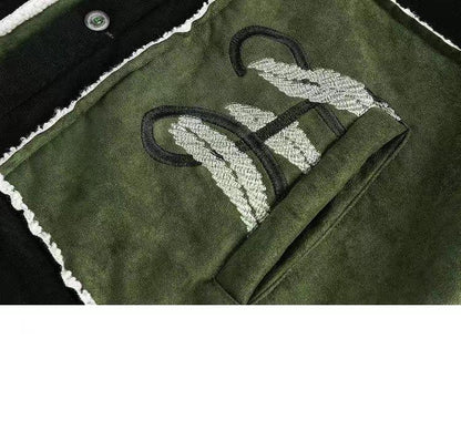 New embroidered contrasting suede jacket