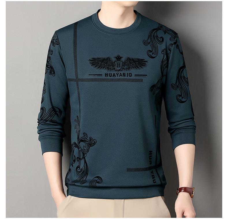 Men's fleece printed long sleeve crew neck sweatshirt